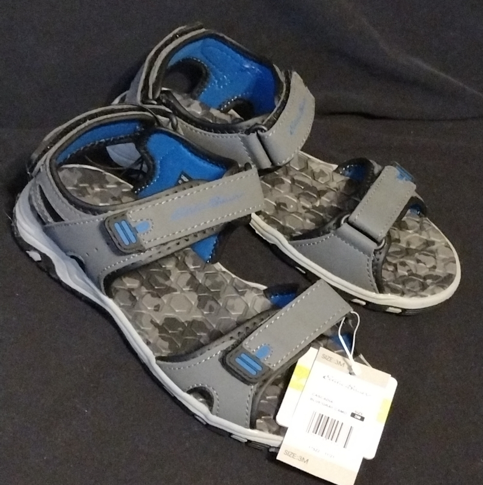 Eddie Bauer Boys Cascadia River Adjustable Strap-on Sandals 3M Blue - Gray Camo